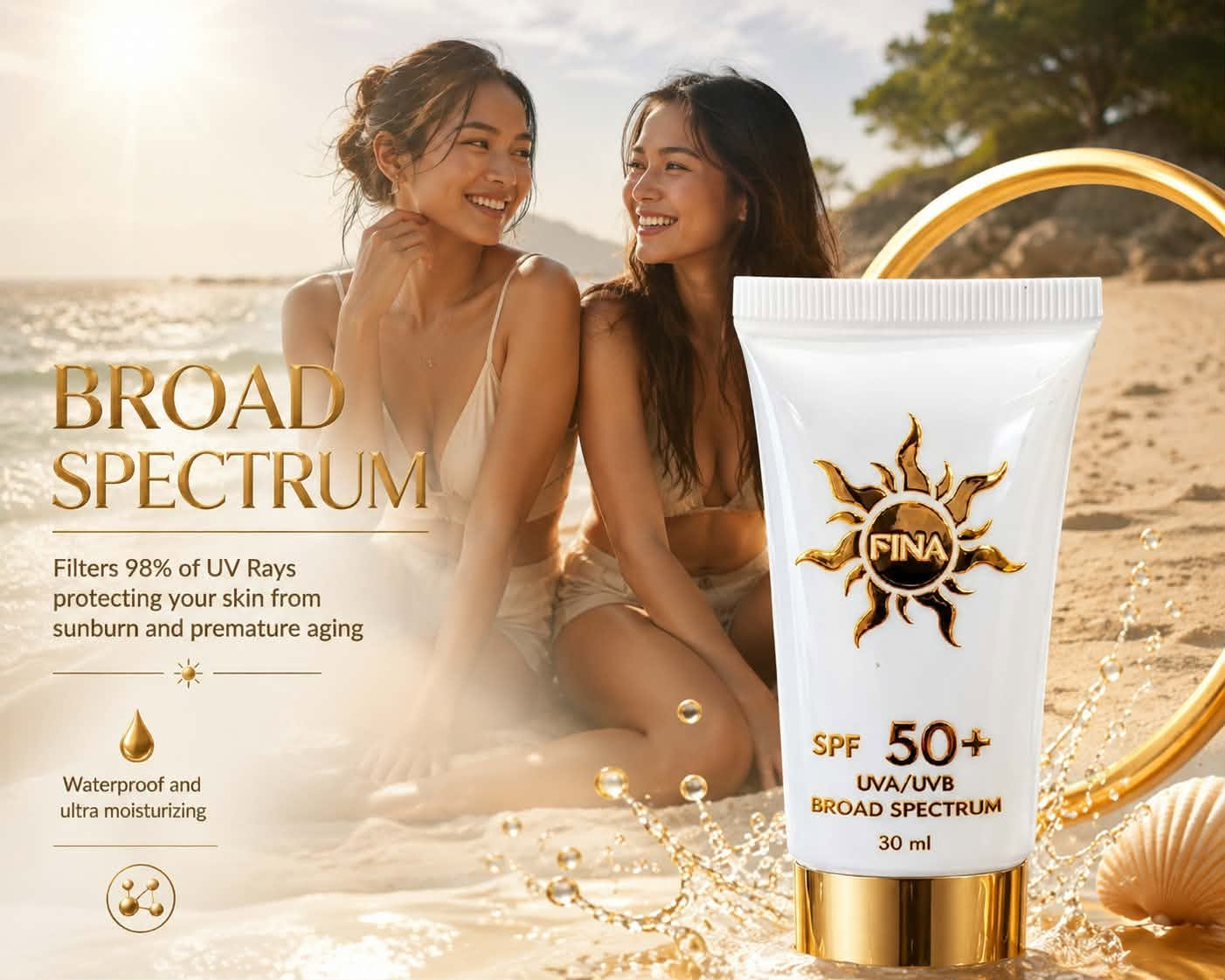 FINA SPF 50+ Broad Spectrum campaign at the beach